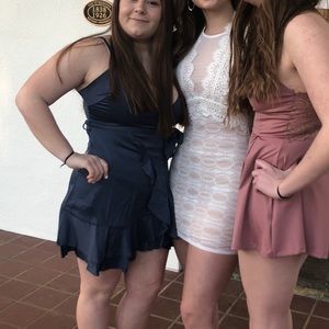 blue satin wrap dress